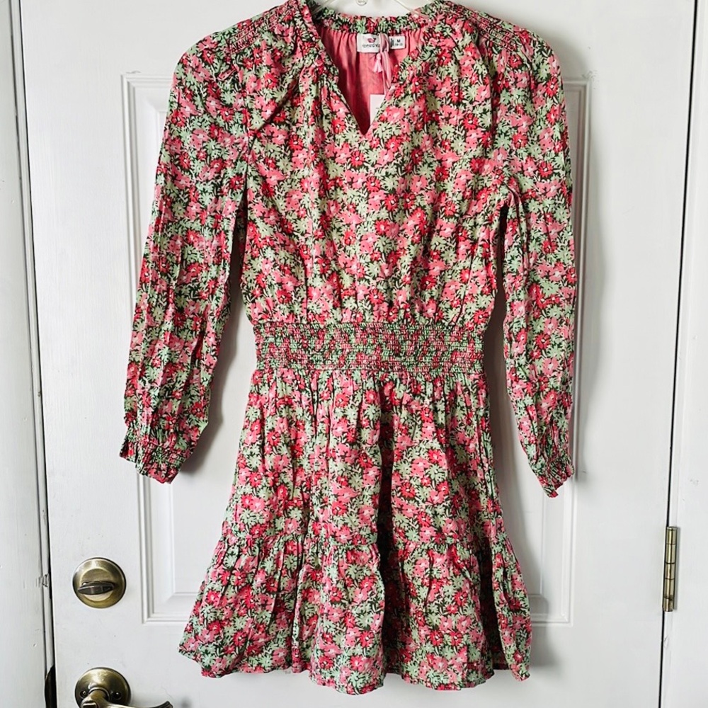 Vineyard Vines Girls Printed Smocked-Waist Dress, Medium 10-12